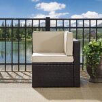 Crosley Furniture Palm Harbor Corner Outdoor Sectional Chair, Wicker Patio Chairs for Porch, Deck, Backyard, Brown with Sand Cushions - Image 6