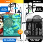 Kinghouse Sport Equipment Organizer for Garage, Steel Basketball Rack with Bat Holder and Hooks, Easy Assembly Storage for Balls, Kids' Toys, Workout Gear, Home Gym, Outdoor - Image 3