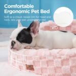 Joydeco Cloud Dog Bed for Small Dogs & Cats, Washable Pet Bed with Orthopedic Foam and Removable Checkered Plush Pad, Non-Slip Bottom for Indoor Puppies and Kittens, 22x20 Inch, Pink - Image 3