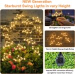 JJGoo Solar Garden Lights, New Upgraded 2 Pack Solar Swaying Starburst Light, Waterproof Fireworks Outdoor Lights, Yard Patio Pathway Decoration, Warm White - Image 4