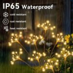 JJGoo Solar Garden Lights, New Upgraded 2 Pack Solar Swaying Starburst Light, Waterproof Fireworks Outdoor Lights, Yard Patio Pathway Decoration, Warm White - Image 6