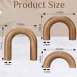 Roowest 3 Pieces Wood Arch Book Shelf Decor Wooden Coffee Table Natural Modern Home Mantel Decorations for Living Room Entryway, Small Medium Large - Image 3