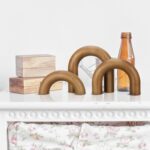 Roowest 3 Pieces Wood Arch Book Shelf Decor Wooden Coffee Table Natural Modern Home Mantel Decorations for Living Room Entryway, Small Medium Large - Image 5
