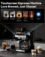 Espresso Machine with Grinder,20Bar Compact Espresso Maker with Steam Milk Frother,Coffee Maker for Home - Cappuccino Latte & Cold Brew Iced Coffee Maker & Americano, Gift for Women or Men - Image 3