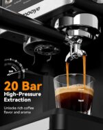 Espresso Machine with Grinder,20Bar Compact Espresso Maker with Steam Milk Frother,Coffee Maker for Home - Cappuccino Latte & Cold Brew Iced Coffee Maker & Americano, Gift for Women or Men - Image 4
