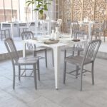 Flash Furniture Gael Indoor/Outdoor Modern Metal Dining Chairs, Commercial-Grade Galvanized Steel Restaurant Chairs, Set of 2, Silver - Image 3