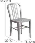 Flash Furniture Gael Indoor/Outdoor Modern Metal Dining Chairs, Commercial-Grade Galvanized Steel Restaurant Chairs, Set of 2, Silver - Image 4