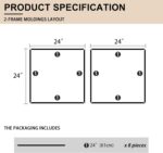 Hungbak 2 Set of 24" x 24" Pre-Cut Accent Wall Molding Trim Kit, Peel and Stick Premade Wainscoting Panels for Interior Decoration, Ready to Assemble Chair Rail Moulding - Image 3