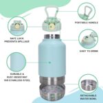 GiNT 37oz Insulated Stainless Steel Dog & Human Water Bottle | Leakproof Travel Dispenser with Detachable 10oz Bowl, 24H Cold/12H Hot, Carrying Case for Walking, Hiking,Camping & Outdoor Travel(Green) - Image 3