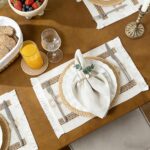 Handmade Rustic Farmhouse Boho Placemats Set, Natural Water Hyacinth Cotton Jute Woven Table Mats with Coasters & Napkin Rings for Kitchen Dining Party (1, Handmade Placemats Set of 1) - Image 3