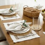 Handmade Rustic Farmhouse Boho Placemats Set, Natural Water Hyacinth Cotton Jute Woven Table Mats with Coasters & Napkin Rings for Kitchen Dining Party (1, Handmade Placemats Set of 1) - Image 5