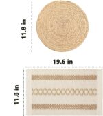 Handmade Rustic Farmhouse Boho Placemats Set, Natural Water Hyacinth Cotton Jute Woven Table Mats with Coasters & Napkin Rings for Kitchen Dining Party (1, Handmade Placemats Set of 1) - Image 9