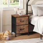 WLIVE Night Stand, Small Dresser with 2 Drawers & Wooden Top, Nightstand with Fabric Bins, Bedside Table End Table for Bedroom, Closet, Entryway, College Dorm, Rustic Brown - Image 3