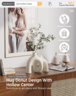 Hug Donut Decorative Vase Set - Modern Nordic Boho Style Vases Home Decor, Matte Ceramic Decorations for Living Room Shelf, Bookshelf Mantle Entryway Table or Console Décor (Cream White) - Image 4