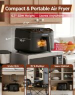 Cartman 4QT Compact Air Fryer, Ultra-Flat 6.7" Height Small Airfryer, Adjustable Airflow Design, Viewing Window, Up to 450℉, 7 Presets Touchscreen, Portable Air Fryer, Black - Image 3