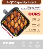 Cartman 4QT Compact Air Fryer, Ultra-Flat 6.7" Height Small Airfryer, Adjustable Airflow Design, Viewing Window, Up to 450℉, 7 Presets Touchscreen, Portable Air Fryer, Black - Image 4