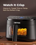 Cartman 4QT Compact Air Fryer, Ultra-Flat 6.7" Height Small Airfryer, Adjustable Airflow Design, Viewing Window, Up to 450℉, 7 Presets Touchscreen, Portable Air Fryer, Black - Image 6