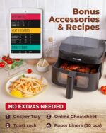 Cartman 4QT Compact Air Fryer, Ultra-Flat 6.7" Height Small Airfryer, Adjustable Airflow Design, Viewing Window, Up to 450℉, 7 Presets Touchscreen, Portable Air Fryer, Black - Image 7