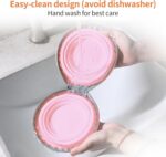 Collapsible Dog Bowls, 2-in-1 Pet Portable Travel Double Bowl Water Food Feeder Traveling Camping & Walking 25oz Pink - Image 3
