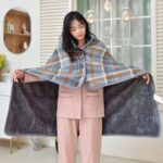 forestfish Fleece Wearable Blanket, Plaid Lap Blanket Comfy Poncho Throw with Buttons for Bed Sofa Office - Image 7