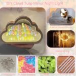 DIY Cloud Tulip Mirror Night Light, Simulation Flower Bedroom Cloud Tulip Table Lamp, Creative Home Decoration, Room Decor for Teen Girls(Pink) - Image 3