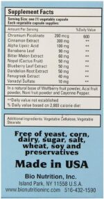 Bio Nutrition - Blood Sugar Wellness - 60 Vegetarian Capsules - Image 4