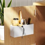 NIUBEE Wall Mount Hair Styling Tool Organizer - Bathroom Cabinet Holder for Blow Dryers, Flat Irons, Curling Irons - White - Image 3