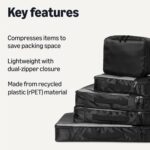 Amazon Essentials 8-Piece Packing Cubes Travel Accessories Set, Luggage Organiser with Double Zip, rPET Construction, Space-Saving Design, Black - Image 3