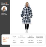 Giggling Getup Wearable Blanket Hoodie for Adults Gifts for Teen Girls Sister Women Sherpa Fleece Printed Hooded Blanket Sweatshirt Warm Cozy with Pocket & Sleeves Black Plaid - Image 5