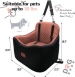 Dog Car Seat for Small/Medium Dogs,Pet Booster Seat with Harness,Memory Foam and Velvet,Safety Comfy Car Travel Pets Carrier,Interior Elevate,Washable and Detachable,Storage Pocket.(H-Black/Brown) - Image 3