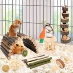 YIXUND Hamster Cage Accessories, 12 Different Chew Toys for Guinea Pig, Chinchillas, Gerbils, Mice, Rats, Mouse, Rabbit, Bunny Hideout Seesaw, Natural Molar Tools - Image 3