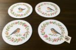 Home Dining Essentials Round Cotton Placemats, Floral Design Table Mats, 15 Inch Braided Woven, Heat-Resistant, Set of 4, White with Decorative Pattern for Casual Dining (Beautiful Bird, 15" Round) - Image 4