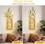 HOMECOR Easter Wall Decor Set of 2 - Boho & Modern Farmhouse Hanging Wooden Vase with Fairy Lights & Artificial Plants, Spring Wall Art for Living Room, Bedroom, Bathroom, Mothers Day Home Decor Gift - Image 5