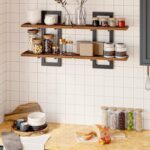 HOOBRO Floating Shelves, 15 Inch Wall Shelf Set of 2, Wall Mounted Storage Shelves 2-Tier, Hanging Bathroom Shelves, for Living Room, Bedroom, Bathroom, Kitchen, Rustic Brown and Black BF32BJ01G1 - Image 4