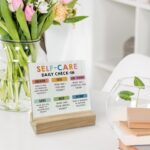 Mental Health Desk Decor, Inspirational Self Care Daily Check in Wood Desk Sign, Therapy Office Shelf Decor, Motivational Wooden Plaque with Wood Stand for Home Counseling Office Table - Image 3