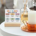 Mental Health Desk Decor, Inspirational Self Care Daily Check in Wood Desk Sign, Therapy Office Shelf Decor, Motivational Wooden Plaque with Wood Stand for Home Counseling Office Table - Image 4