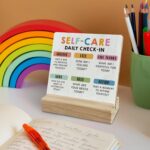 Mental Health Desk Decor, Inspirational Self Care Daily Check in Wood Desk Sign, Therapy Office Shelf Decor, Motivational Wooden Plaque with Wood Stand for Home Counseling Office Table - Image 7
