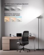 JOOFO LED Floor Lamp – Super Bright Torchiere with Remote & Foot Switch, Stepless Dimmable Tall Standing Lamp, 69" Modern Pole Light for Corner, Living Room, Bedroom, Reading, Office - Image 3