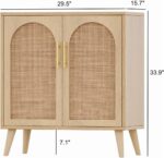 Rovaurx Rattan Storage Cabinet with Doors, Modern Accent Bathroom Floor Cabinet, Sideboard Buffet for Living Room, Entryway, Dining Room and Kitchen, Natural BMGZ108M - Image 4