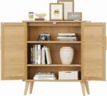 Rovaurx Rattan Storage Cabinet with Doors, Modern Accent Bathroom Floor Cabinet, Sideboard Buffet for Living Room, Entryway, Dining Room and Kitchen, Natural BMGZ108M - Image 5