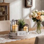 Mumufy Modern Rustic Farmhouse Candle Lantern Set of 5 (Candles are Not Included), Decorative Lanterns for Living Room Table Centerpieces Fireplace Mantle Modern Home Decor(Small,Black, White) - Image 3