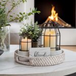 Mumufy Modern Rustic Farmhouse Candle Lantern Set of 5 (Candles are Not Included), Decorative Lanterns for Living Room Table Centerpieces Fireplace Mantle Modern Home Decor(Small,Black, White) - Image 6