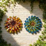 HOOEN Metal Flowers Wall Decor 2pack Wall Art Decorations Hanging for Indoor Outdoor Home Garden Farmhouse Yard Patio Fence Living Room Bedroom Decor - Image 3