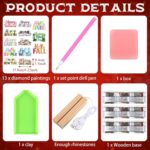 Chunful 13 Pcs Diamond Art Tabletop Holiday Diamond Art Painting Kit with Wooden Light Base for Table Tiered Tray Home Office Tabletop Centerpiece Decor(Colorful) - Image 4