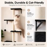 Modern Wall-Mounted Cat Furniture - 5pcs Cat Wall Shelves, Wooden Climber Includes House, Bridge, Tree, Steps, and Scratcher (Black) - Image 4