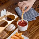 MyGift 10 Pcs Sauce Serving Dish, Hosting Party Essentials Host Gift, 3 Ceramic Ramekin Chip Dip Bowls with Lids & Spoons, Premium Bamboo Server Tray, Condiment Pot Entertaining - Image 4
