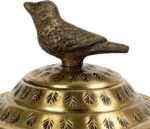 Round Hammered Metal Container with Bird Finial, Brass Finish - Image 5