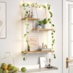 Hanging Shelves for Wall,Macrame Hanging Plant Shelf with Vine Lights 3 Tier Rope Floating Shelf Wood Organizer Storage Rack Boho Wall Decor Aesthetic for Succulents Bedroom Bathroom Kitchen - Image 4