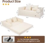 COMAX Futon Sofa Bed, 4‑in‑1 Convertible Sofa Bed, Folding Boneless Couches for Living Room, Fold Out Small Foldable Loveseat Floor Sleeper Comfy Mattress Lounge Space‑Saving, Beige - Image 3