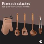 Crystal Kung Minkoff Ceramic Cookware Set – 14-Piece Pots and Pans Set with Lids, Silicone Utensils & Oven Mitts, Nonstick and Non-Toxic, PTFE/PFAS Free, Dishwasher & Stovetop Safe Up to 500°F - Image 4